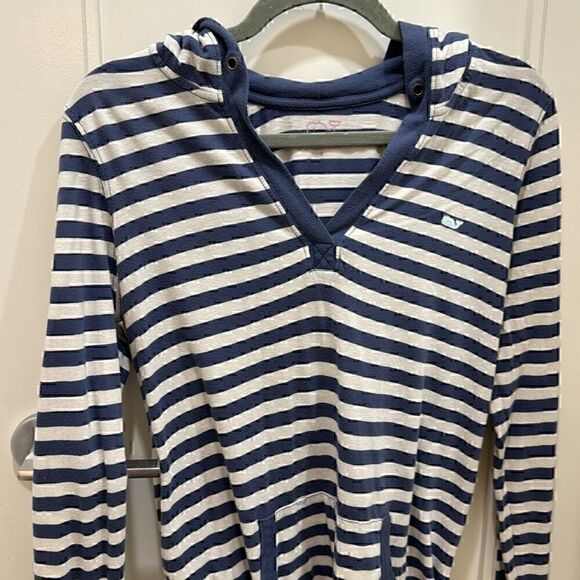 Vineyard  Vines Lightweight Hoodie Blue Stripes Size Small - Picture 1 of 9